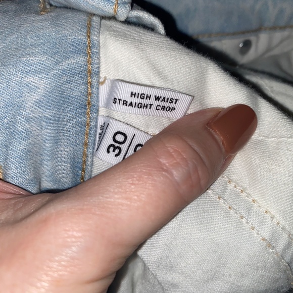 LOFT Bleached Light Wash High Waist Straight Crop Frayed Hems Size 30 or 10 - Picture 12 of 14